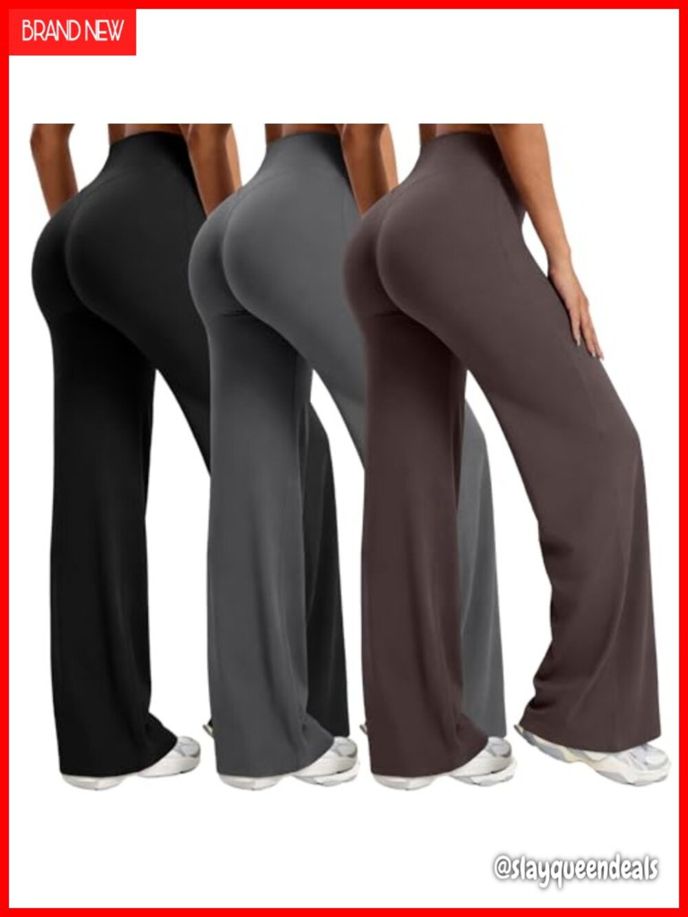 Women's 3 Pack Straight Leg Workout Leggings No Front Seam High Waist Yoga Pants